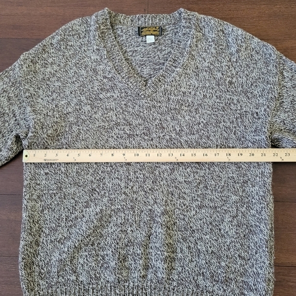 Eddie Bauer Men's Vintage 90s Wool V-Neck Pullover Sweater Size L Marled Brown - Picture 6 of 8